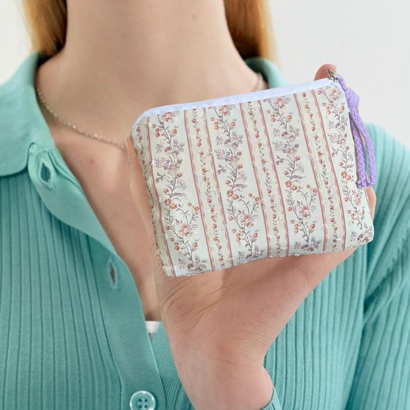 Modacarry Store Cotton Floral Small Organizer Bag Coin Pouch with Cute Prints Zipper for Women Girls (PPLCOF) - Image 5